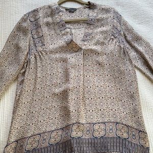 Vince Silk Patterned Tunic Blouse